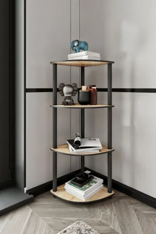 4 Katlı Dekoratif Köşe Kitaplık